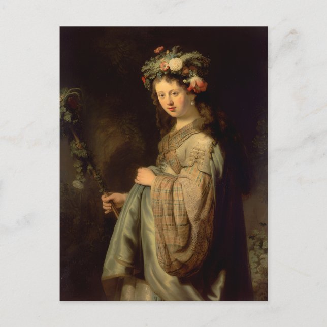 Rembrandt - Flora, populär Baroque-målning Vykort (Framsida)