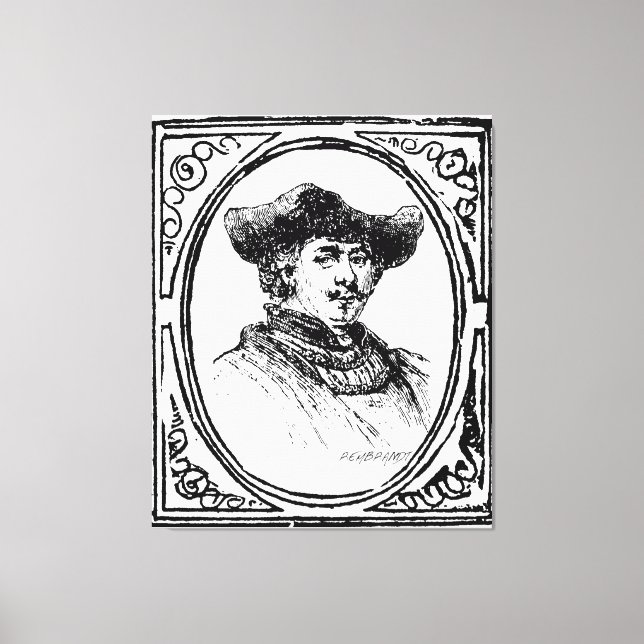 Rembrandt Framed Självporträtt Sketch Canvas Art (Framsida)