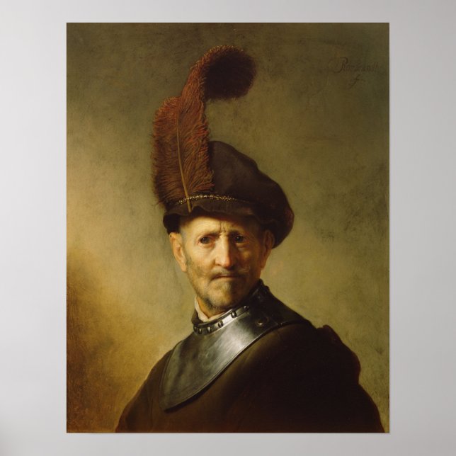 Rembrandt - Gamle man i militärkostym Poster (Framsidan)