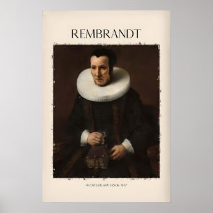 Rembrandt Gammal dam med bok 637 Porträtttryck Poster