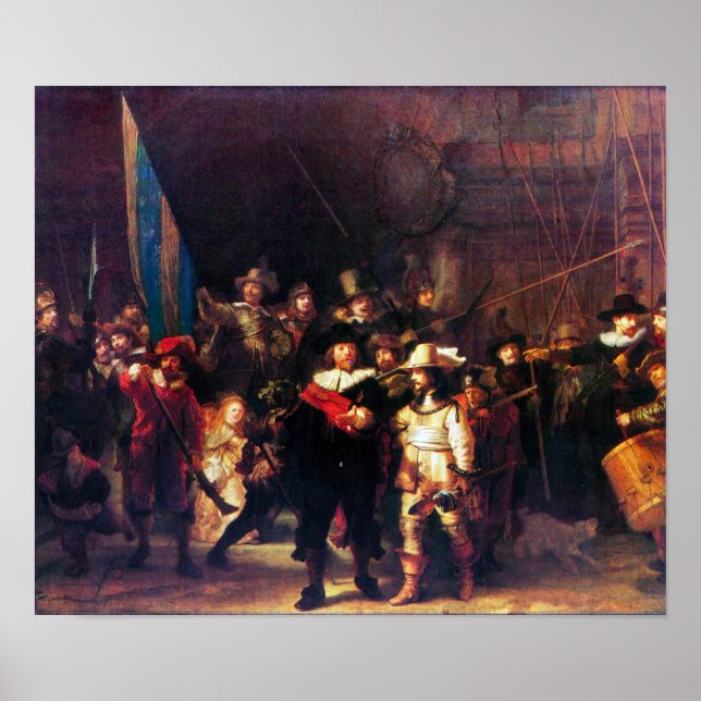 Rembrandt Harmenszoon van Rijn - Nattbevakning Poster (Framsidan)