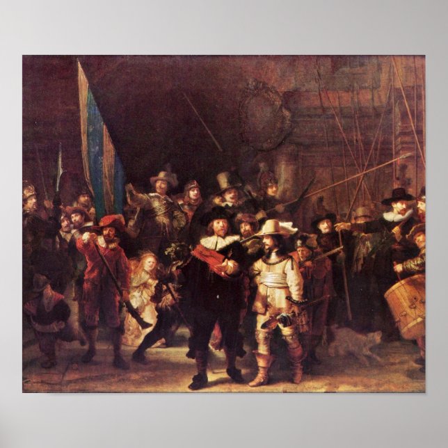 Rembrandt Harmenszoon van Rijn - Nattbevakningen Poster (Framsidan)