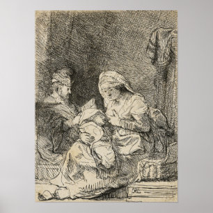 Rembrandt - Heliga Family 1632 Poster