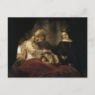 Rembrandt: Jacob Blessing Joseph Barn Vykort