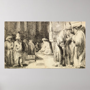 Rembrandt - Judar i Synagogue Poster