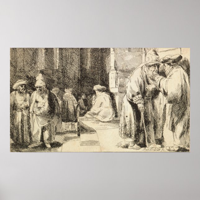 Rembrandt - Judar i Synagogue Poster (Framsidan)