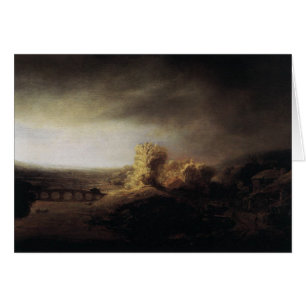 Rembrandt konstmålning landskap hälsningskort