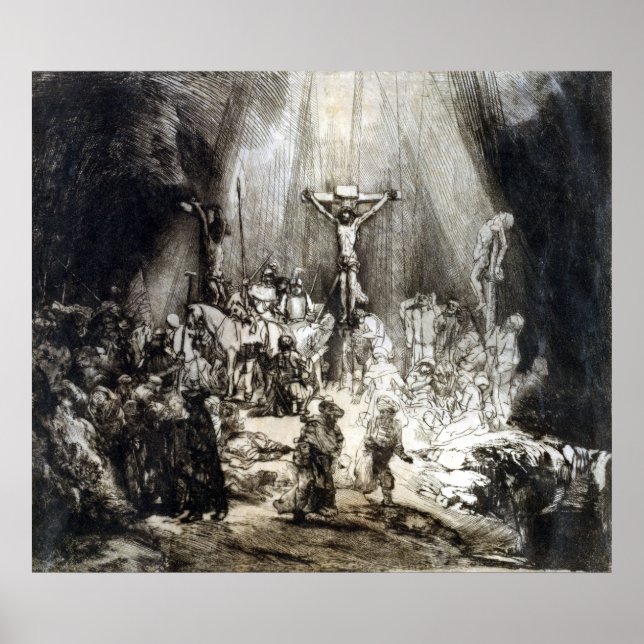 Rembrandt Kristus Crucifierad mellan två tjuvar Poster (Framsidan)