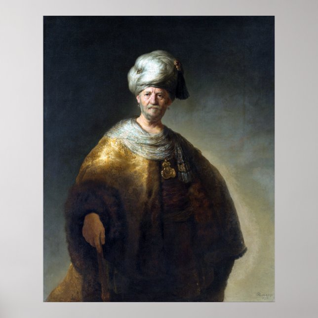 Rembrandt Man i Oriental Costume Poster (Framsidan)
