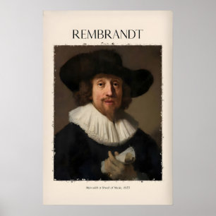 Rembrandt Man with Sheet Music633 Porträttkonst Poster