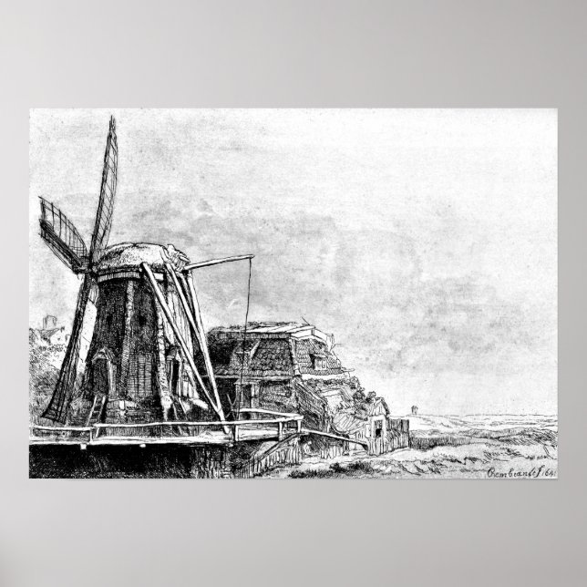 Rembrandt Mill Etching Poster (Framsidan)