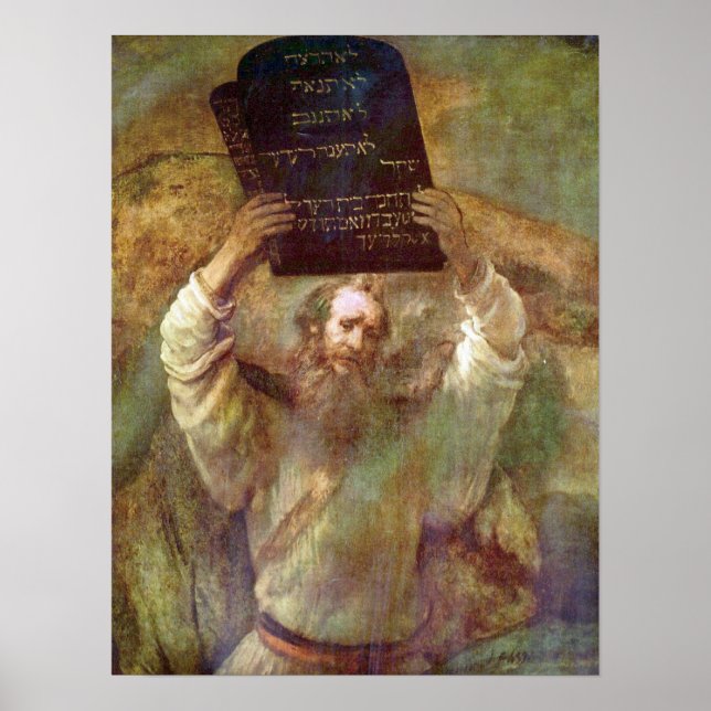 Rembrandt - Moses med budorden Poster (Framsidan)
