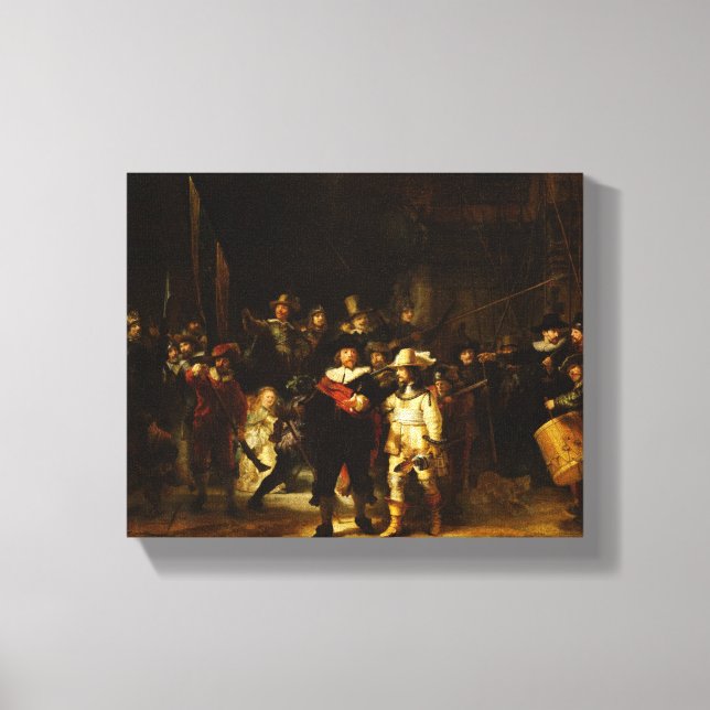 Rembrandt Nightwatch Night Watch Baroque Painting Canvastryck (Framsida)