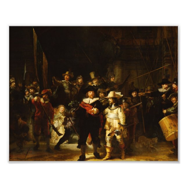 Rembrandt Nightwatch Night Watch Baroque Painting Fototryck (Framsidan)