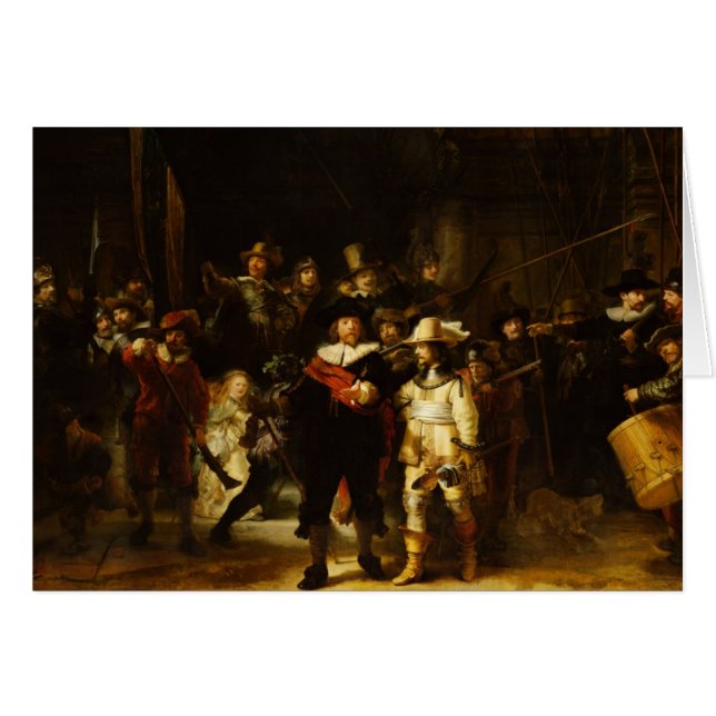 Rembrandt Nightwatch Night Watch Baroque Painting Hälsningskort (Framsidan Horizontal)