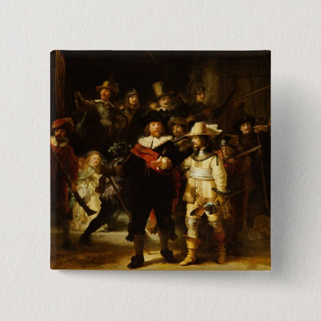 Rembrandt Nightwatch Night Watch Baroque Painting Knapp (Framsida)