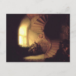 Rembrandt-Philosopher i Meditation Vykort