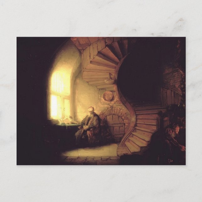 Rembrandt-Philosopher i Meditation Vykort (Framsida)
