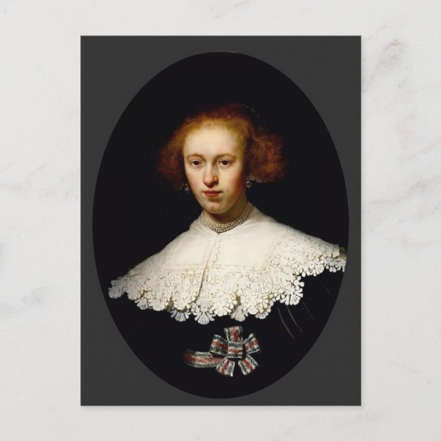Rembrandt- Porträtt i en Young Woman Vykort (Framsida)