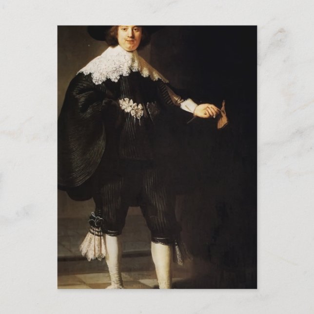 Rembrandt: Porträtt i Maerten Soolmans Vykort (Framsida)