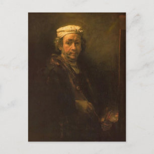 Rembrandt- Porträtt på konstnären vid Hans Easel Vykort