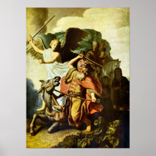 Rembrandt - profet Balaam och åsnan Poster