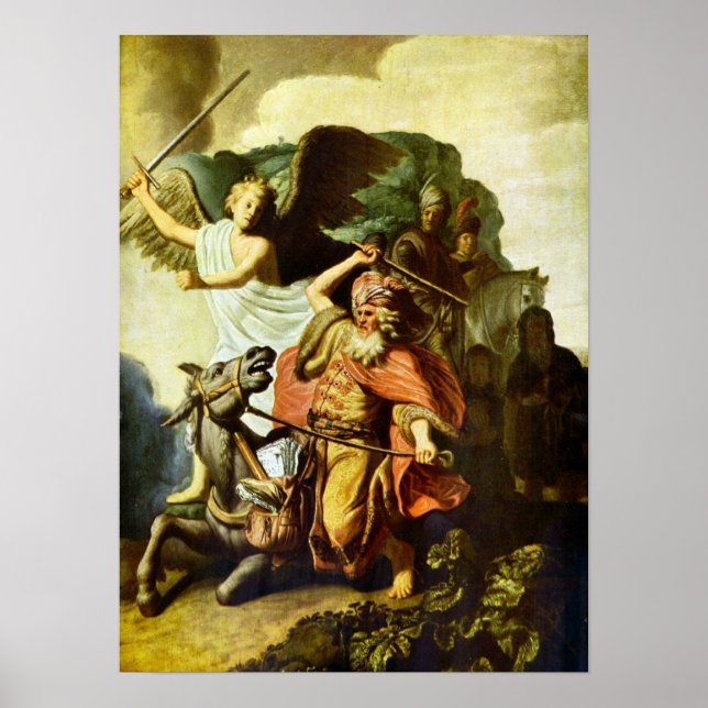 Rembrandt - Prophet Balaam och åsnan Poster (Framsidan)