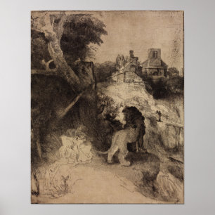 Rembrandt - Saint Jerome i italienska landskapet Poster