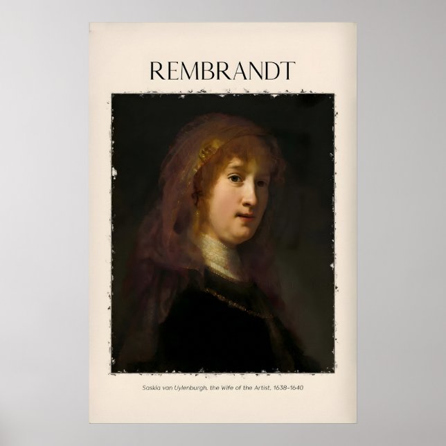 Rembrandt Saskia van Uylenburgh Porträtt Tryck (Framsidan)