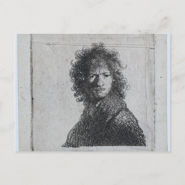 Rembrandt: Self-porträtt, Frowning Vykort (Framsida)