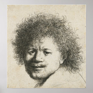 Rembrandt - Self-Porträtt, Long Bushy Hair 1631 Poster