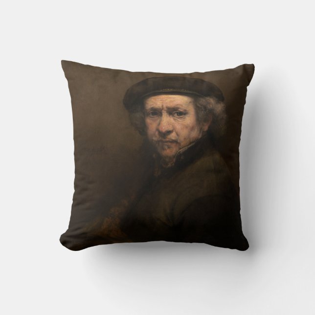 Rembrandt Self-Porträtt med Beret Kudde (Framsida)