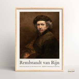 Rembrandt Self-Porträtt med Beret och Turned Up Poster
