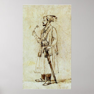 Rembrandt - Shah Jahan med blomma och svärd Poster