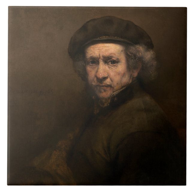 Rembrandt Självporträtt: Dutch Golden Age Painter Kakelplatta (Framsidan)