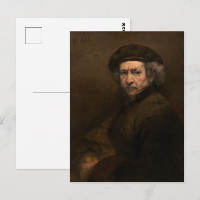 Rembrandt Självporträtt: Dutch Golden Age Painter Vykort (Fram/baksida)