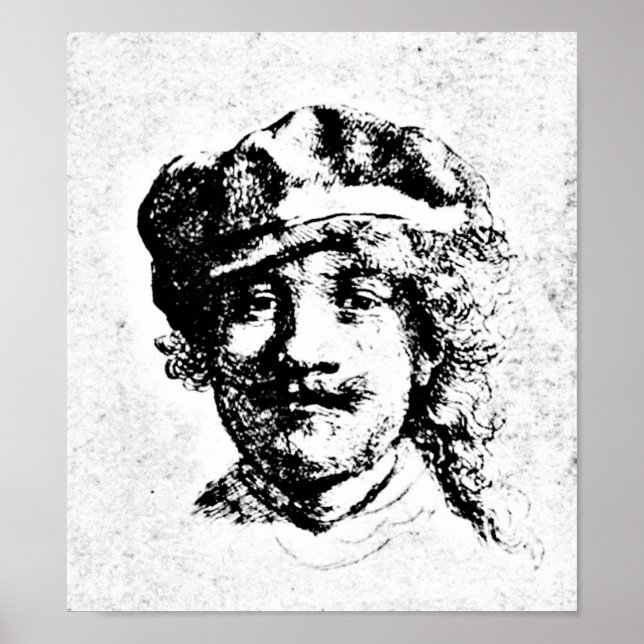 Rembrandt Självporträtt Engrave Poster (Framsidan)