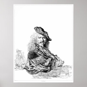 Rembrandt Självporträtt Etching Poster