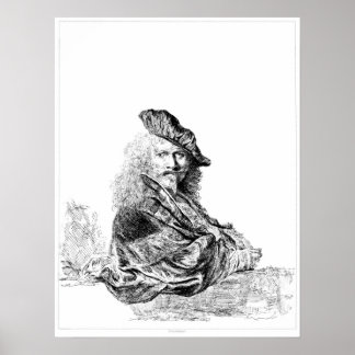 Rembrandt Självporträtt Etching Poster