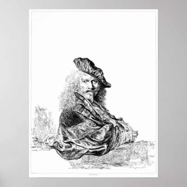 Rembrandt Självporträtt Etching Poster (Framsidan)