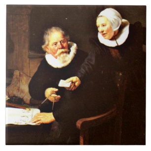 Rembrandt: Skeppsbyggaren och hans fru, 1633 Kakelplatta