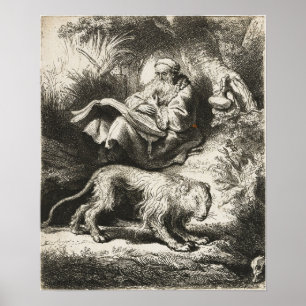 Rembrandt - St. Hieronymus läsande 1634 Poster