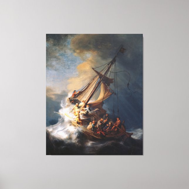 Rembrandt Storm Sea of Galilee Painting Canvastryck (Framsida)