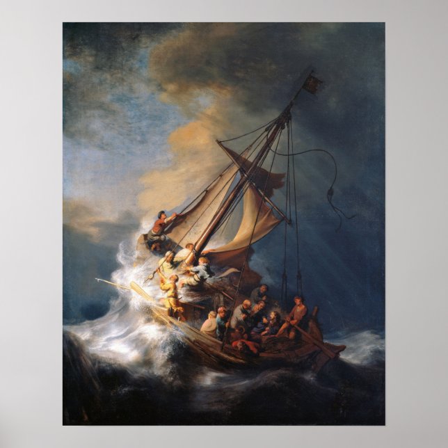 Rembrandt Storm Sea of Galilee Painting Poster (Framsidan)