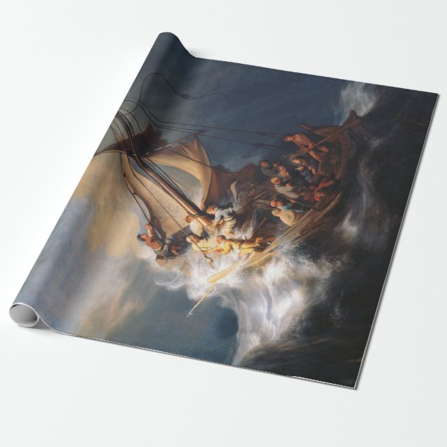 Rembrandt Storm Sea of Galilee Painting Presentpapper (Utrullad)