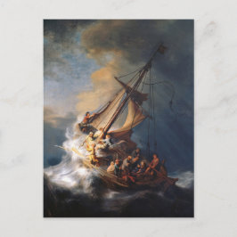 Rembrandt Storm Sea of Galilee Painting Vykort