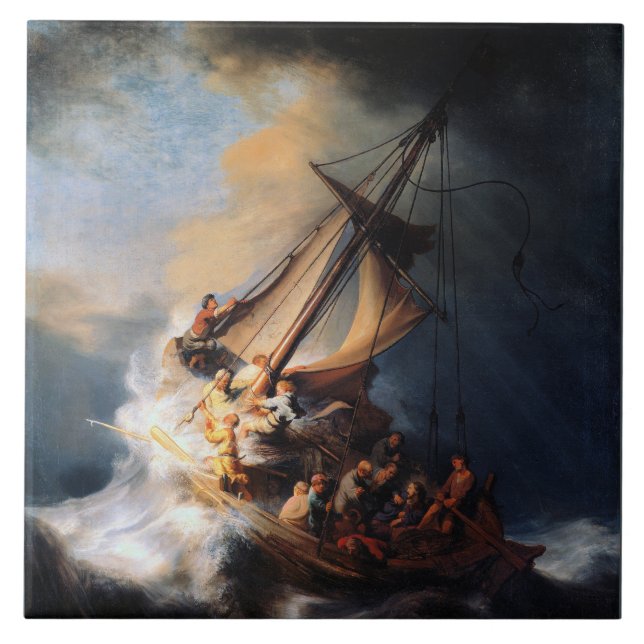 Rembrandt - Stormen of the Sea of Galilee Kakelplatta (Framsidan)