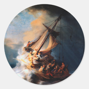 Rembrandt - Stormen of the Sea of Galilee Runt Klistermärke
