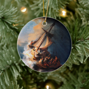 Rembrandt - Stormen på Galileiska sjön Julgransprydnad Keramik
