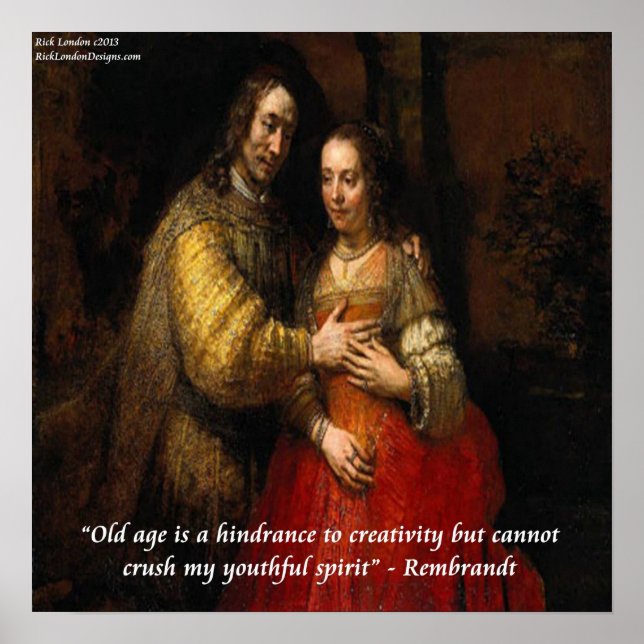 Rembrandt "The Jewish Bride" & Berömd Quote Poster (Framsidan)